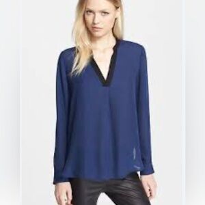 Vince Colorblock Popover Silk Blouse 6